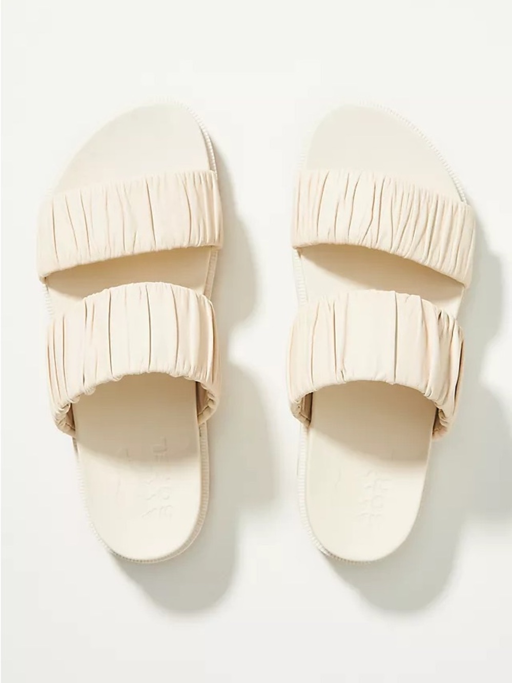 NWOT Sorel Women's Cream Double-Strap Ruched Slides